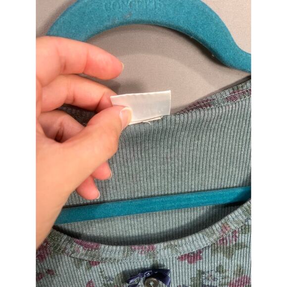 Floral Trends Top Blue Coquette Fairy Buttons Bow Whimsy Cottage Y2K Sz M - Picture 10 of 14